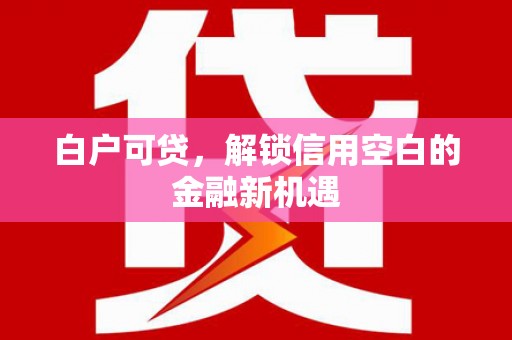 宁明白户可贷，解锁信用空白的金融新机遇
