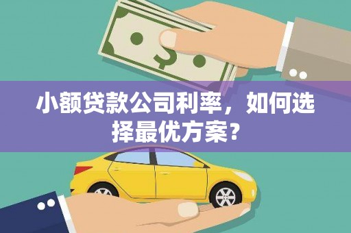 万年小额贷款公司利率，如何选择最优方案？