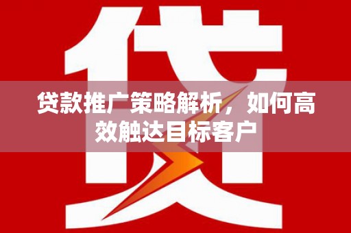 石排贷款推广策略解析，如何高效触达目标客户